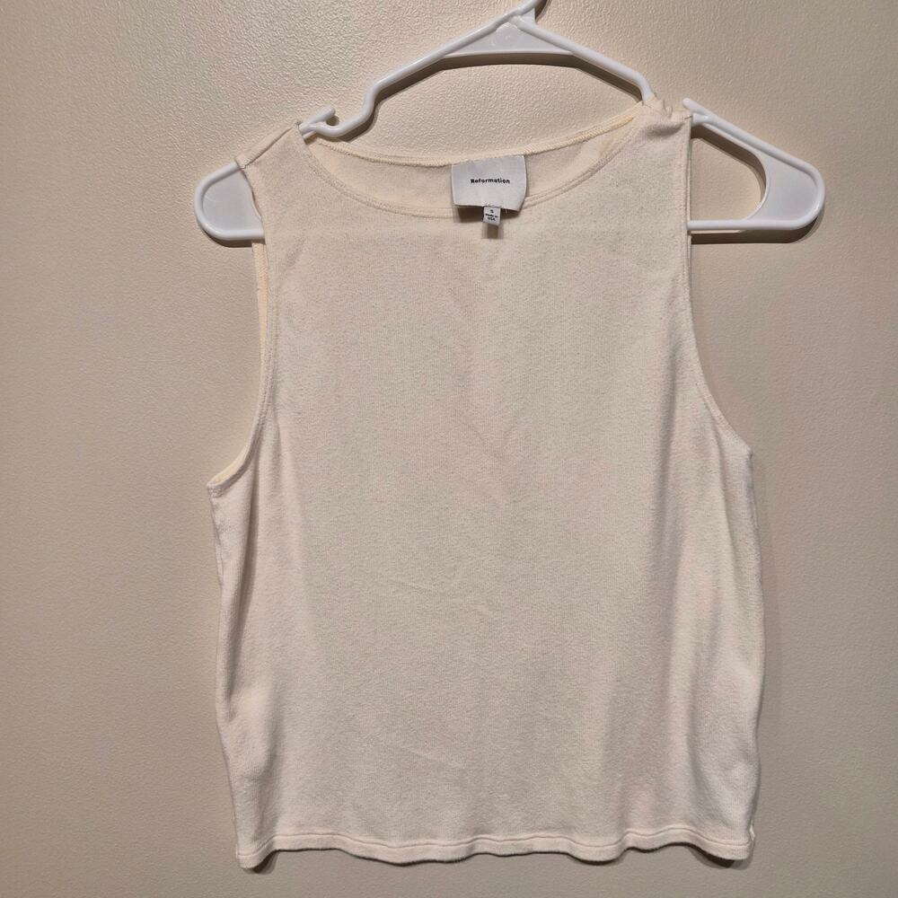 Reformation Small Cream Scoop Neck Knit Tank Top Cropped Staple Capsule